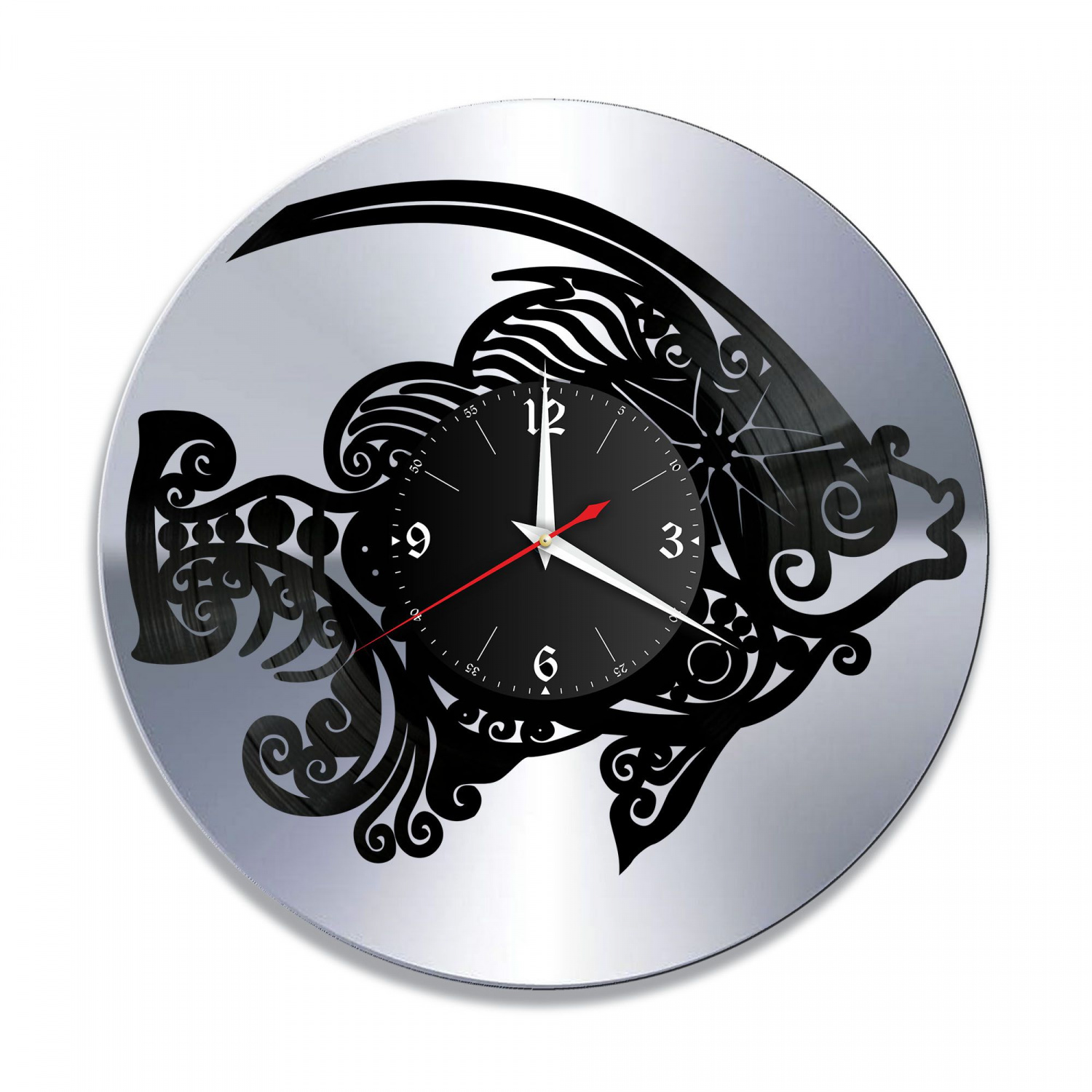 Часы настенные "Рыбка, серебро" из винила, №1 VC-10904-2