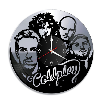 Часы настенные "группа Coldplay, серебро" из винила, №1