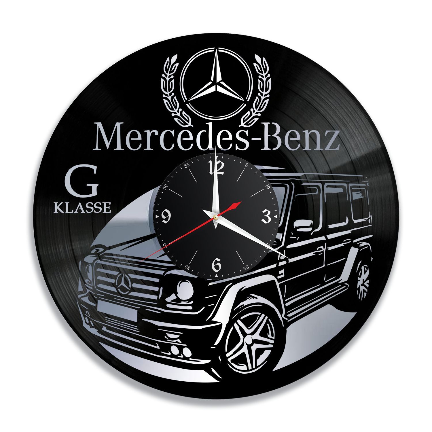 Часы настенные "Гелик (Mercedes G-Class), серебро" из винила, №8 VC-12214-2