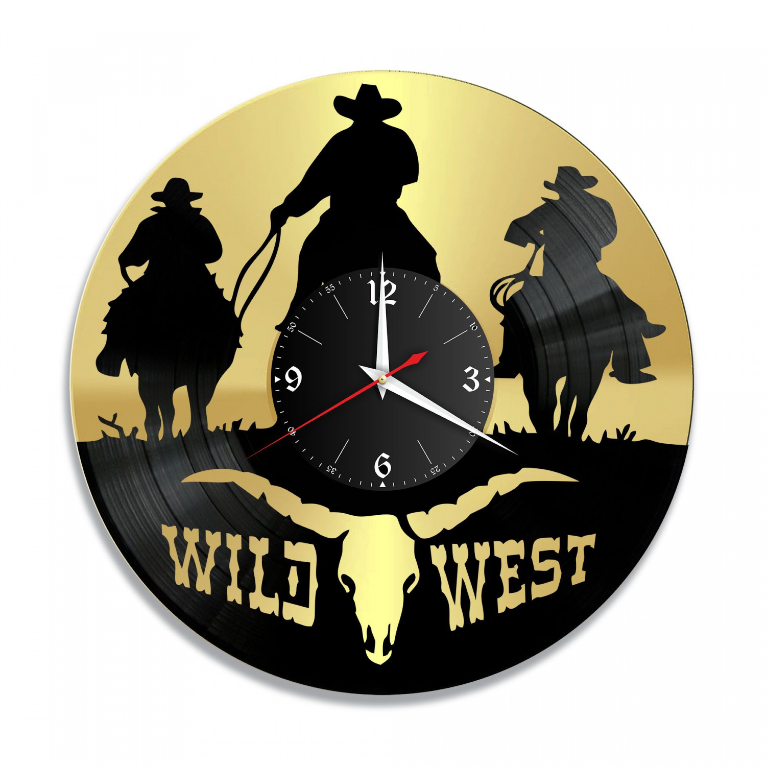 Часы настенные "Дикий Запад, золото" из винила, №1 VC-10361-1