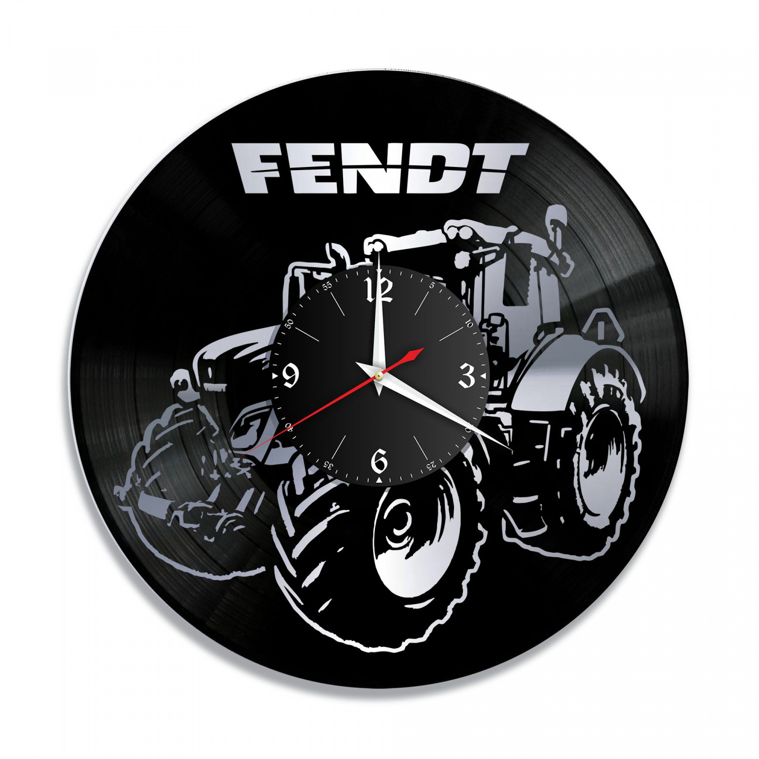 Часы настенные "Трактор Fendt, серебро" из винила, №1 VC-12053-2