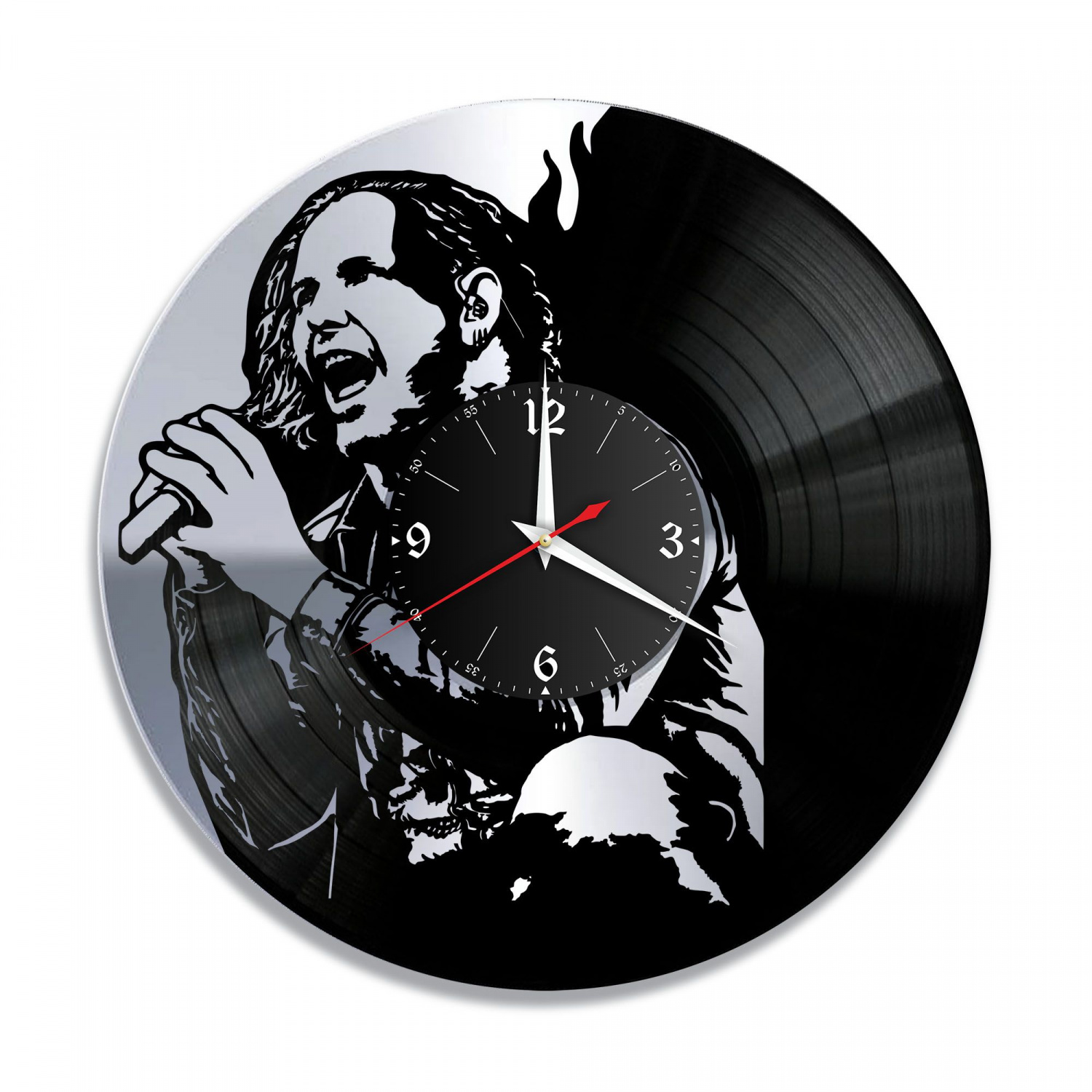 Часы настенные "группа Slipknot (Кори Тейлор), серебро" из винила, №8 VC-12011-2