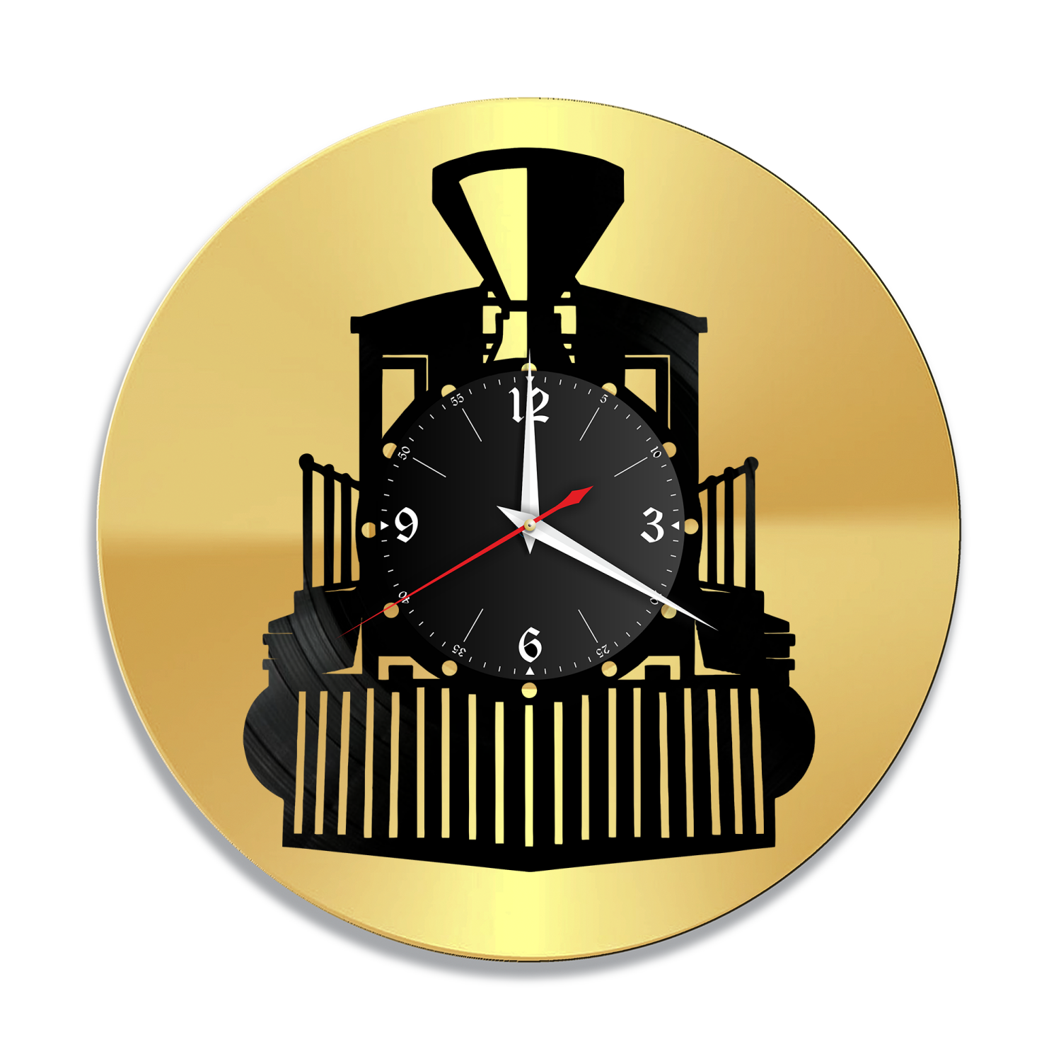 Часы настенные "Поезд, золото" из винила, №2 VC-12144-1