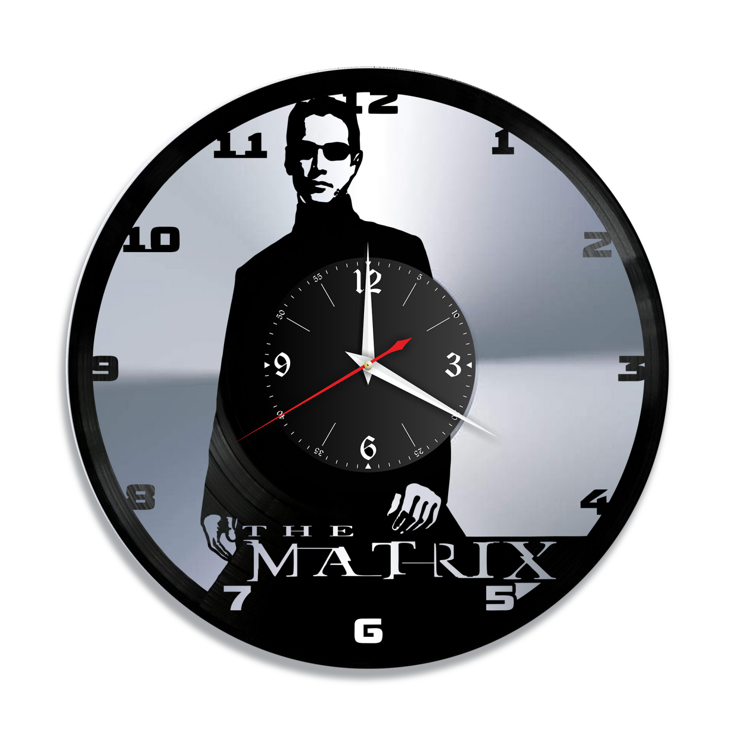 Часы настенные "Матрица, серебро" из винила, №3 VC-12136-2
