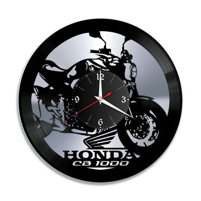 Часы настенные "Мото (Honda CB1000), серебро" из винила, №12