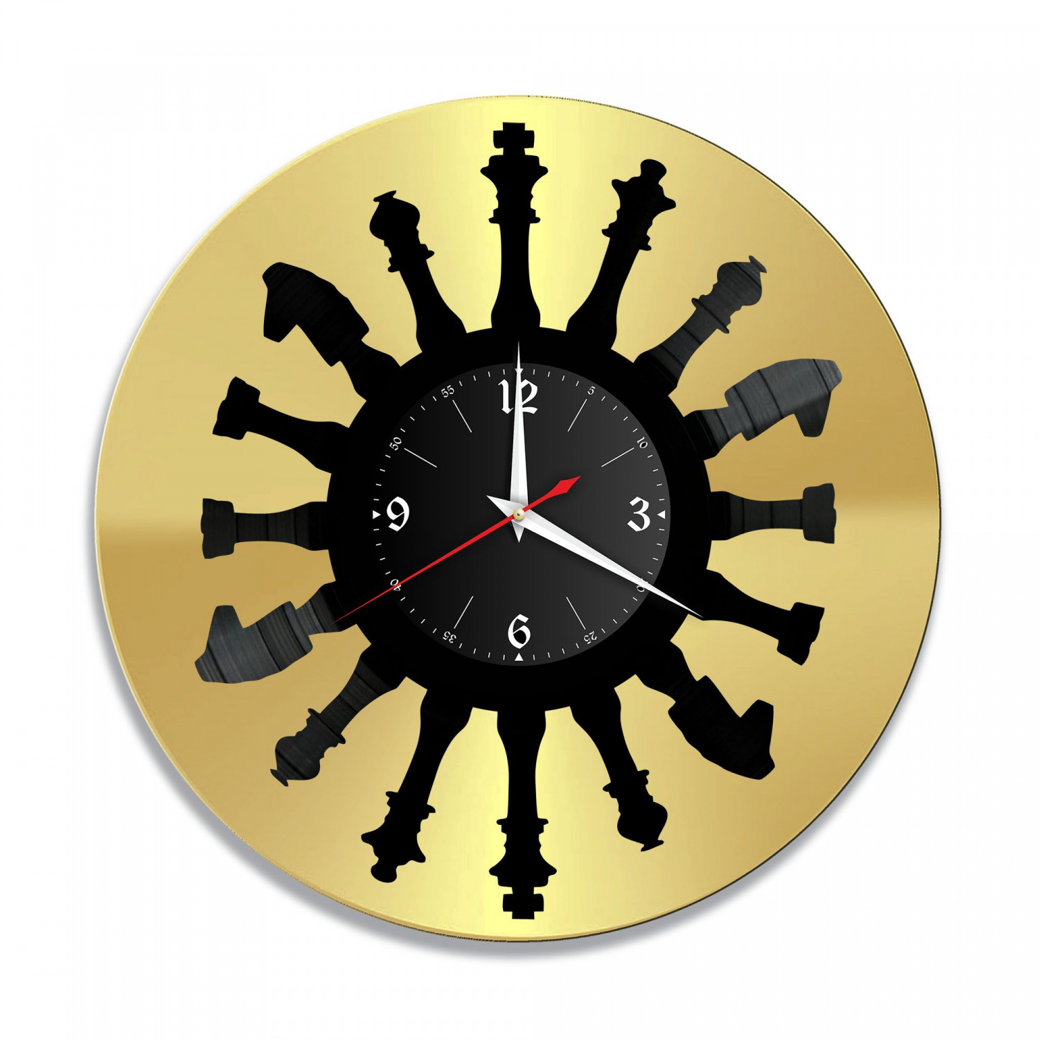 Часы настенные "Шахматы, золото" из винила, №1 VC-10661-1