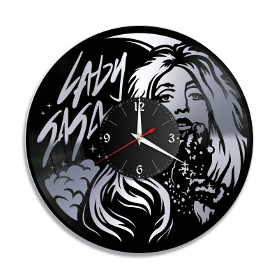 Часы настенные "Леди Гага (Lady Gaga), серебро" из винила, №1
