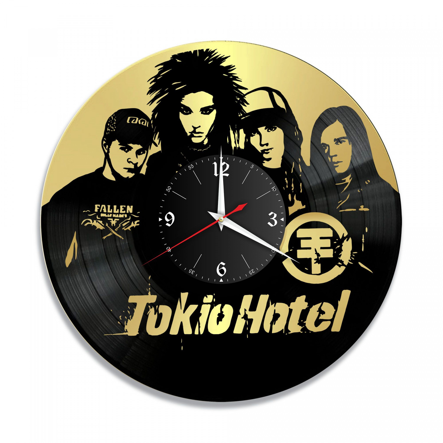 Часы настенные "группа Tokio Hotel, золото" из винила, №1 VC-12012-1