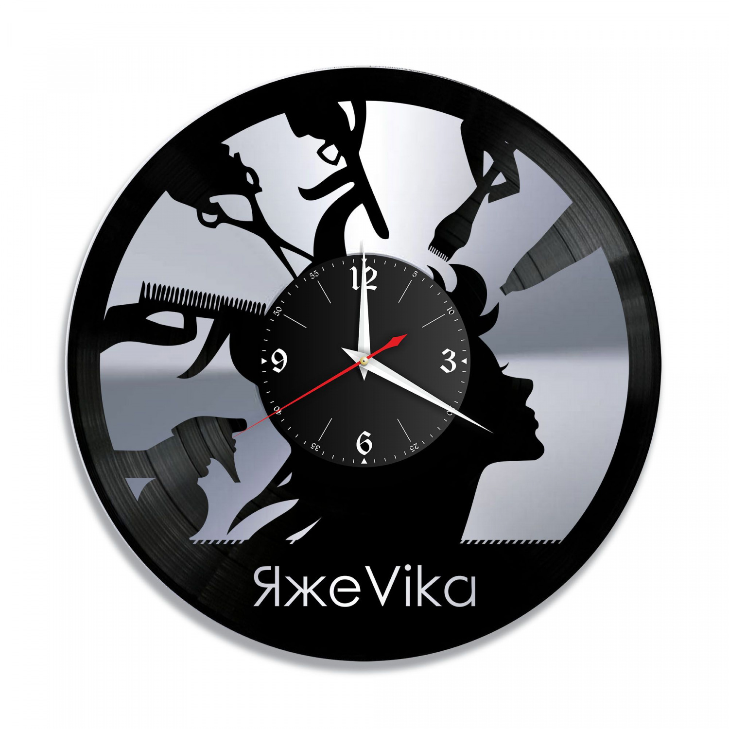 Часы настенные "Парикмахерская, серебро" из винила, №6 VC-10639-2
