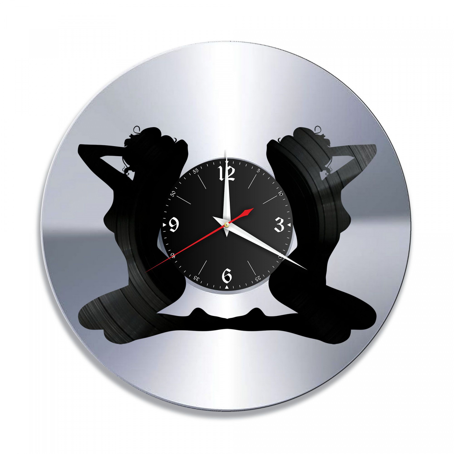 Часы настенные "2 девушки, серебро" из винила, №3 VC-10684-2