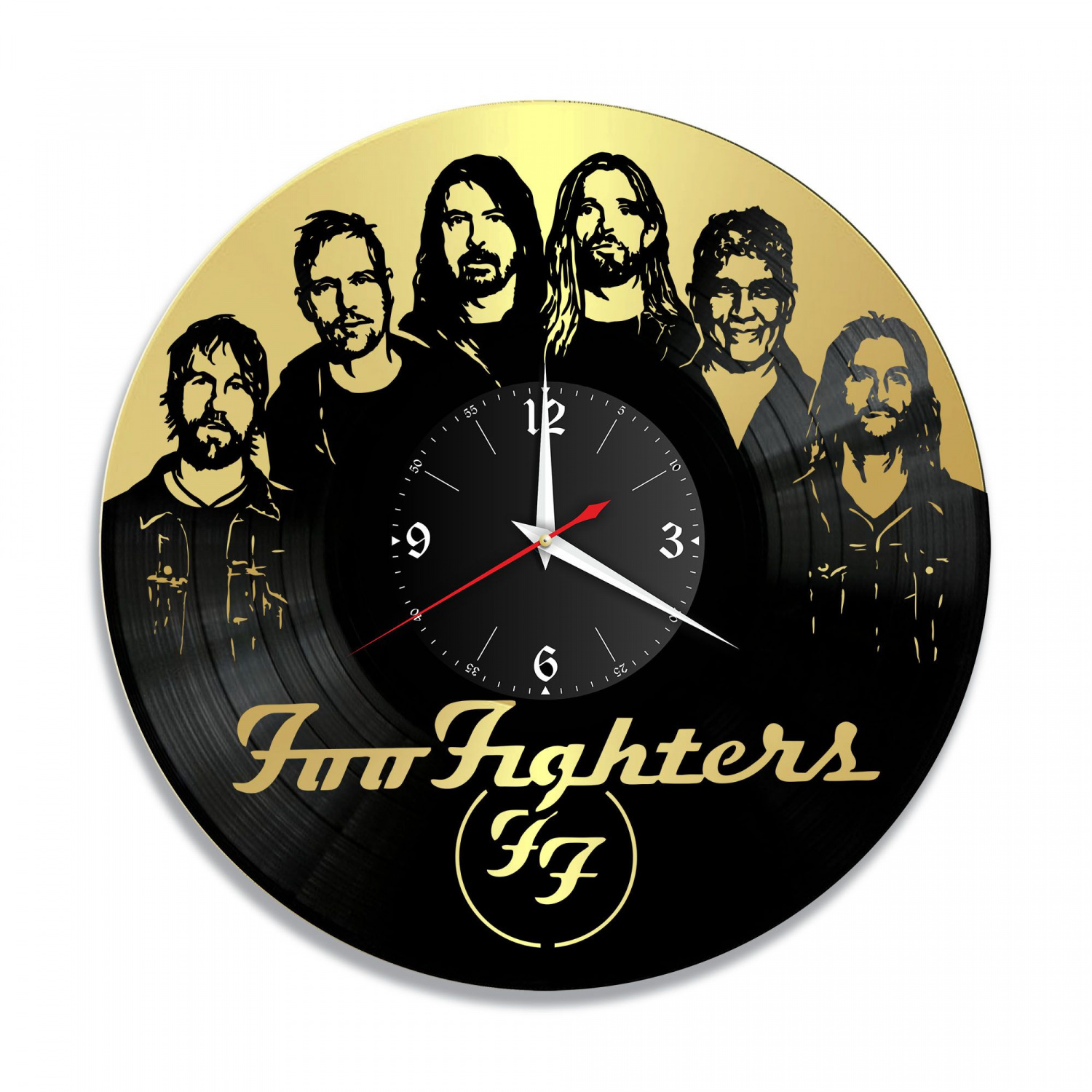 Часы настенные "группа Foo Fighters, золото" из винила, №1 VC-12003-1