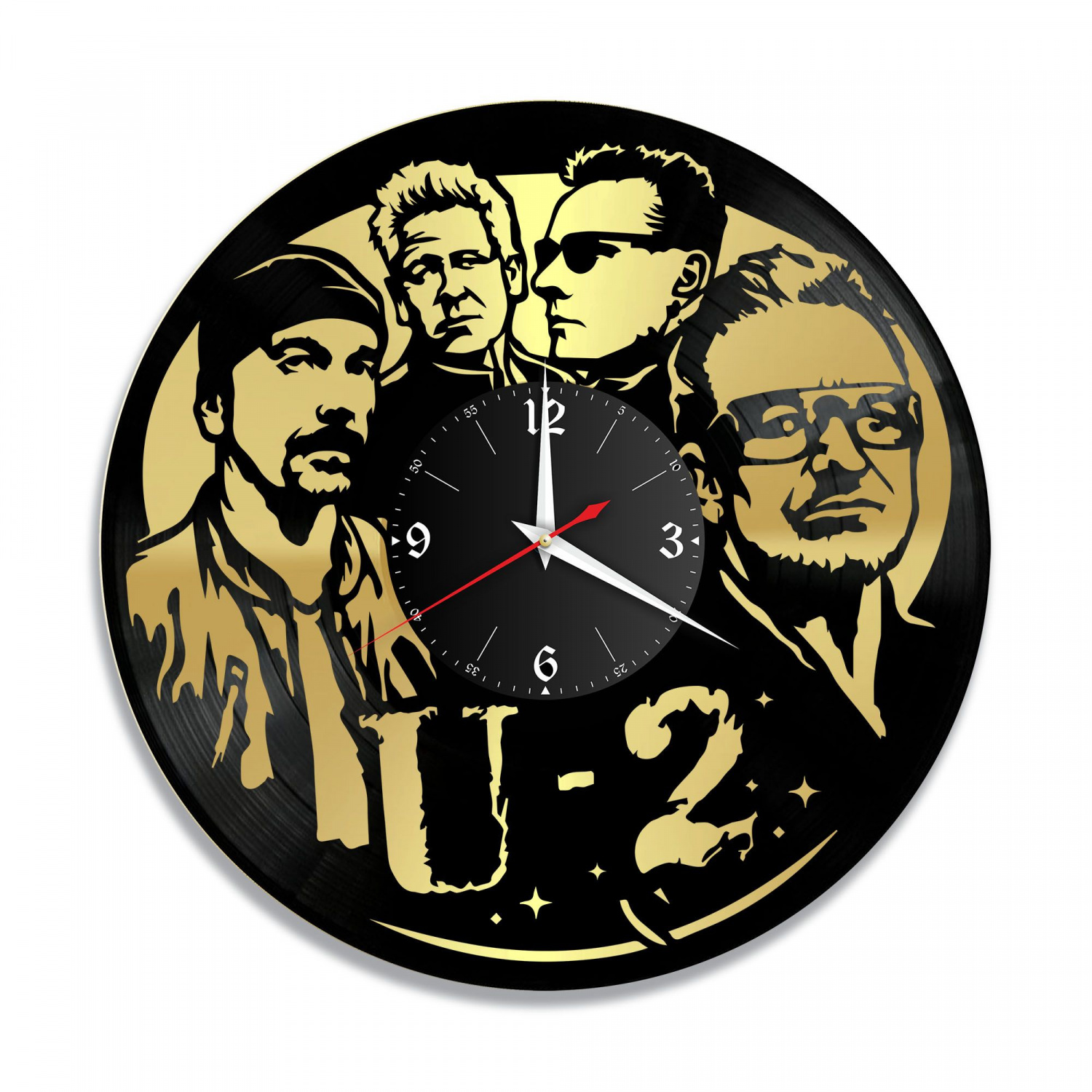 Часы настенные "группа U2, золото" из винила, №1 VC-10172-1