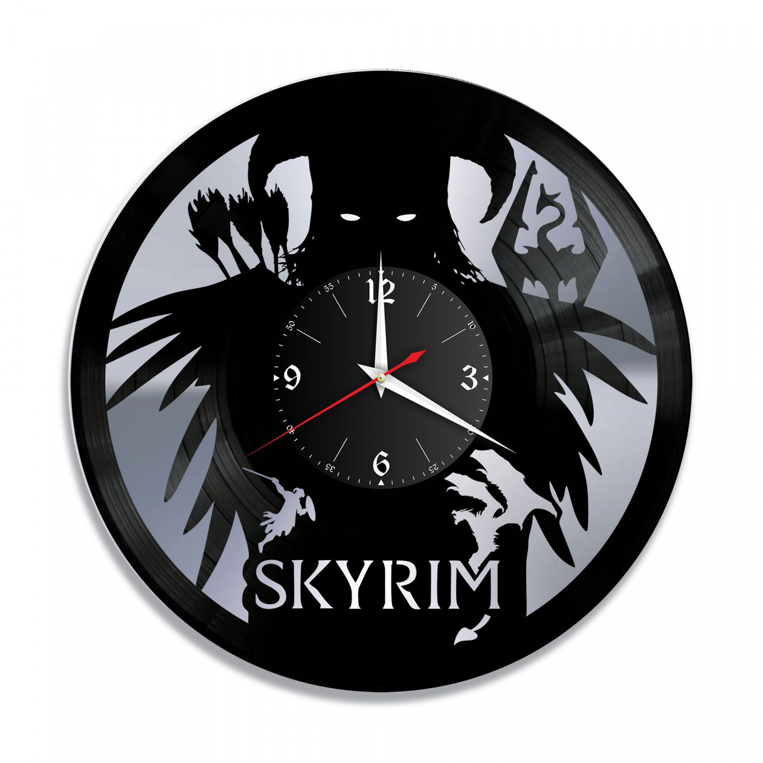Часы настенные "Skyrim, серебро" из винила, №1 VC-10561-2
