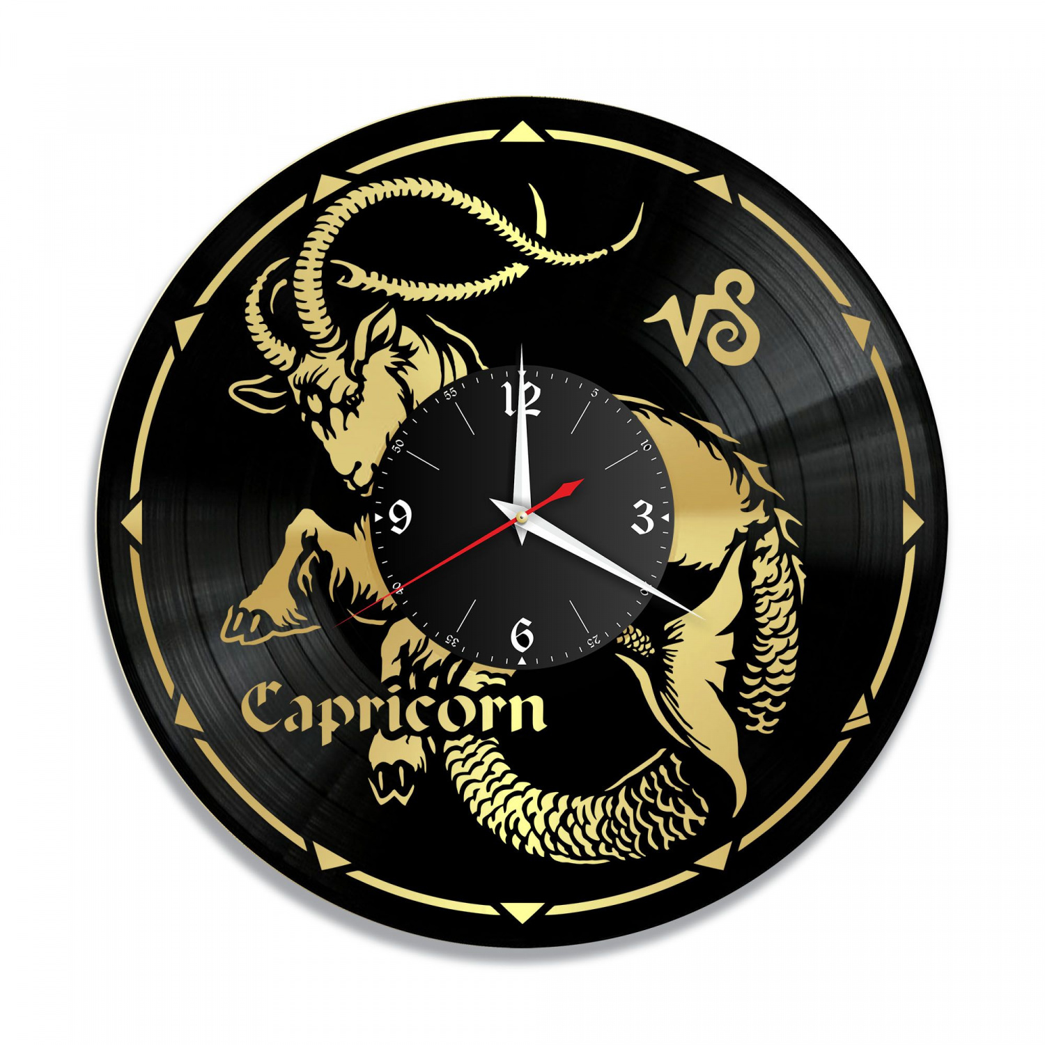 Часы настенные "Знаки Зодиака (Козерог), золото" из винила, №10 VC-10387-1