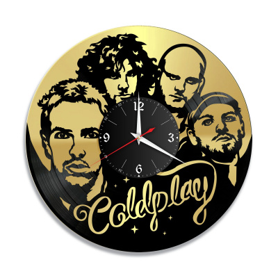 Часы настенные "группа Coldplay, золото" из винила, №1