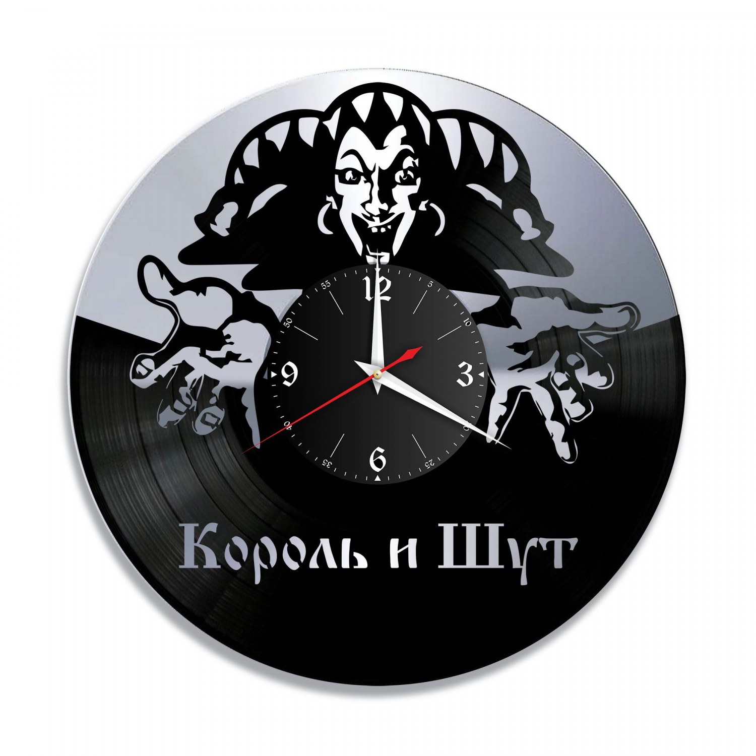 Часы настенные "КиШ (Король и Шут), серебро" из винила, №2 VC-10043-2