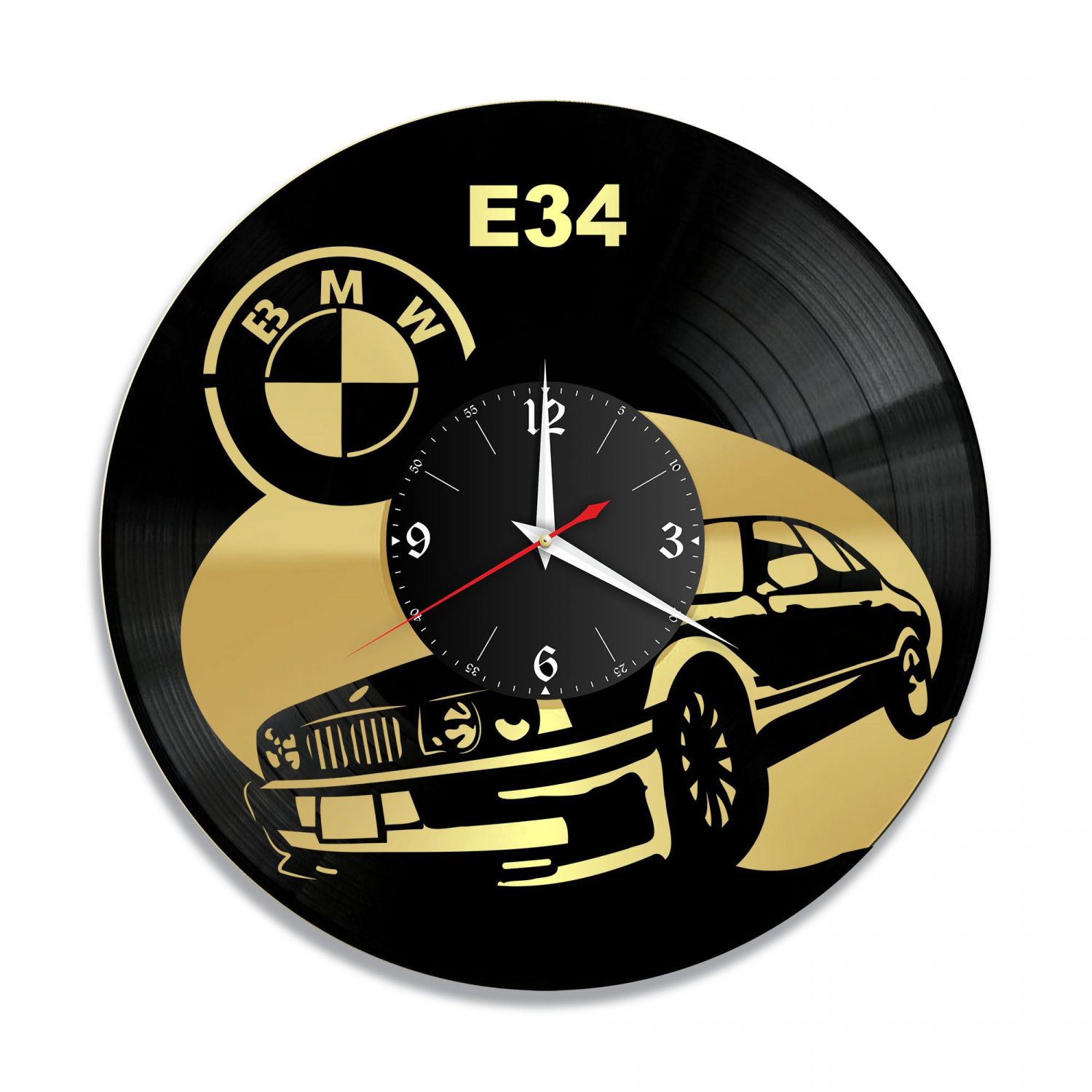 Часы настенные "BMW E34, золото" из винила, №4 VC-10806-1