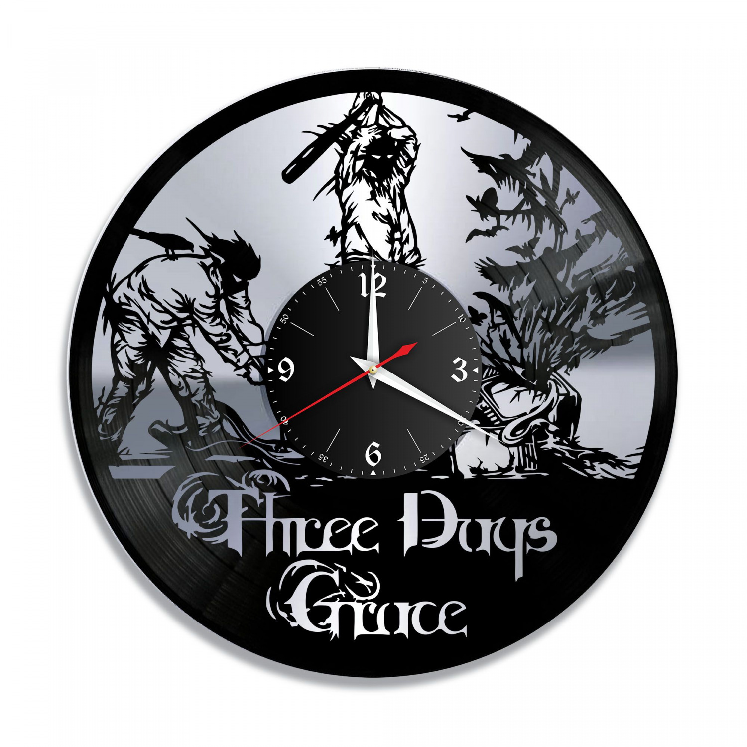 Часы настенные "группа Three Days Grace, серебро" из винила, №1 VC-10835-2