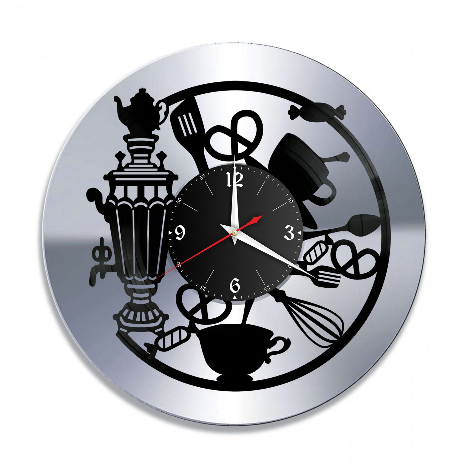 Часы настенные "Кухня, серебро" из винила, №7 VC-10611-2