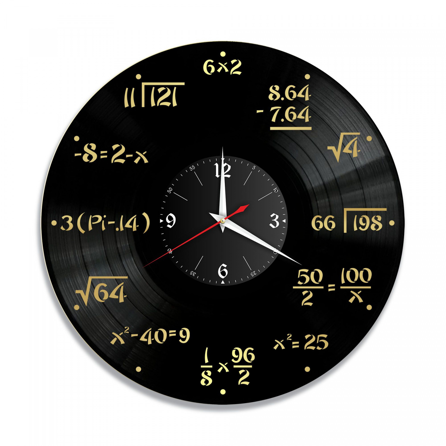 Часы настенные "Математика, золото" из винила, №2 VC-10649-1