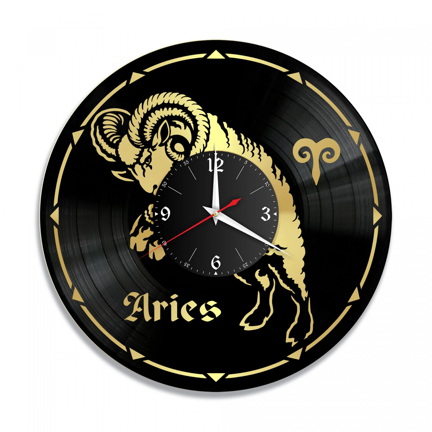 Часы настенные "Знаки Зодиака (Овен), золото" из винила, №1 VC-10386-1