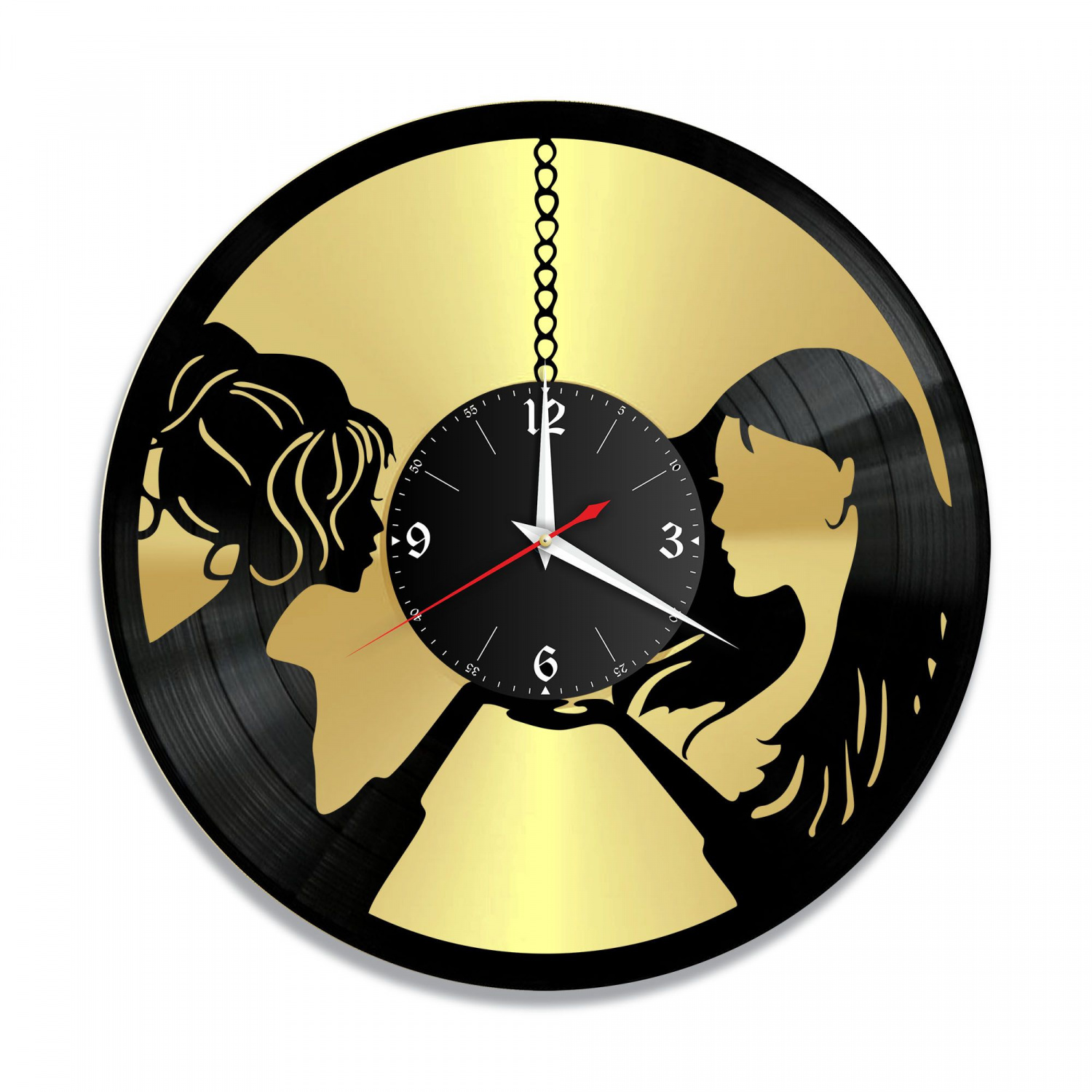 Часы настенные "2 девушки, золото" из винила, №1 VC-10682-1
