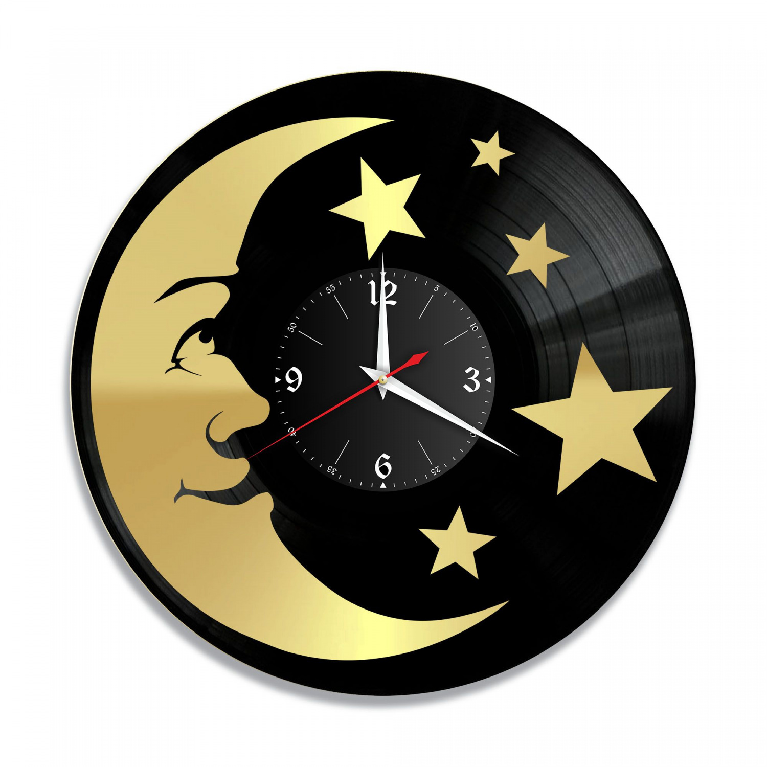 Часы настенные "Луна и Звезды, золото" из винила, №1 VC-10793-1