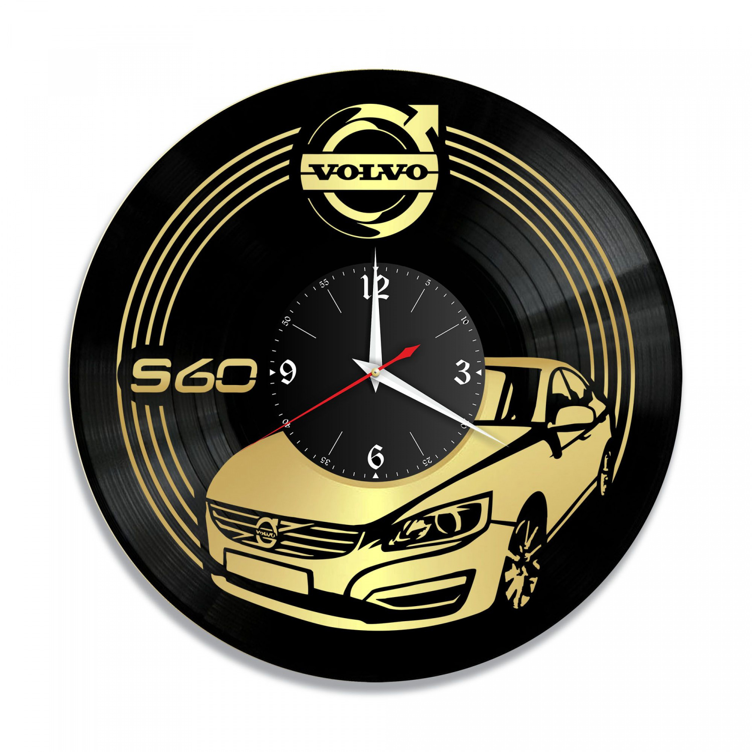 Часы настенные "Volvo S60, золото" из винила, №1 VC-10434-1