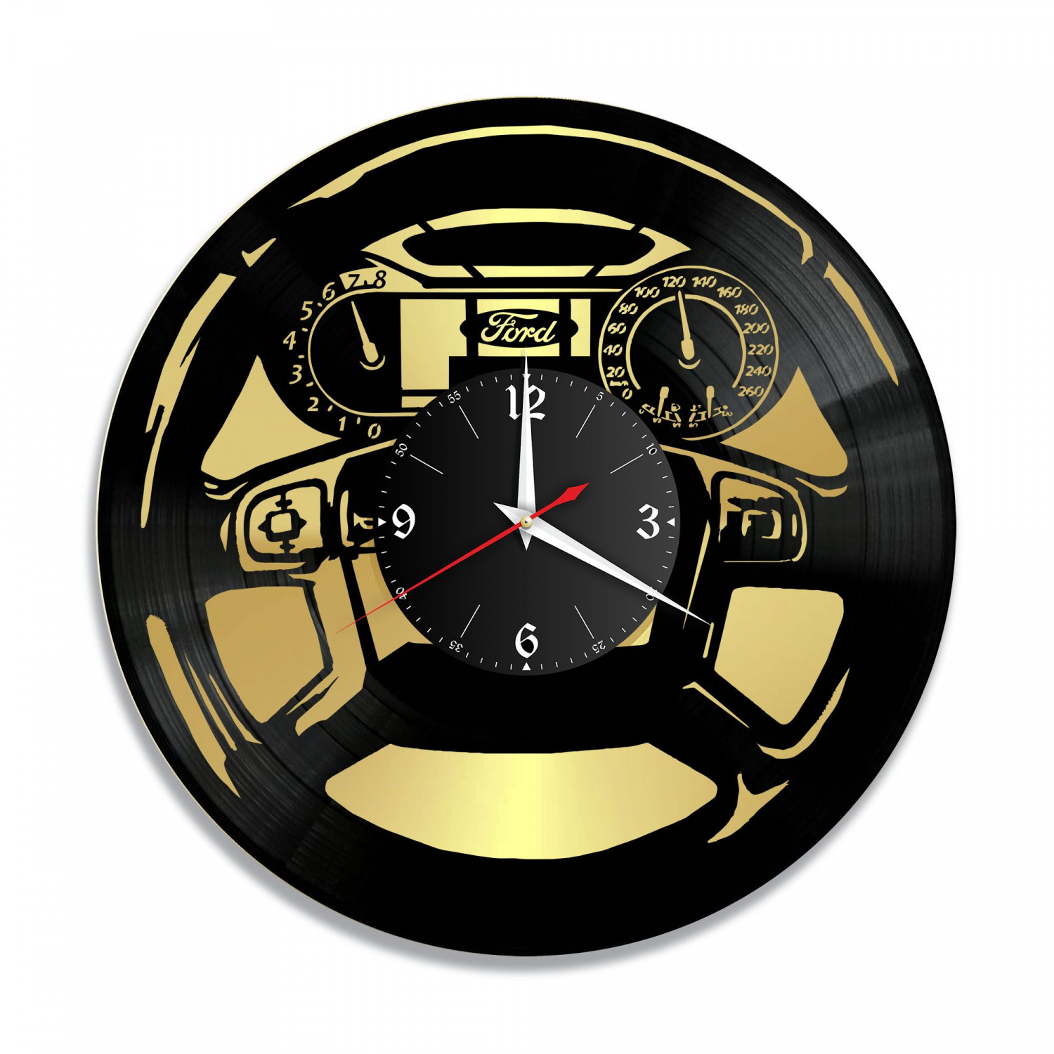Часы настенные "Ford (Приборная панель), золото" из винила, №1 VC-10414-1
