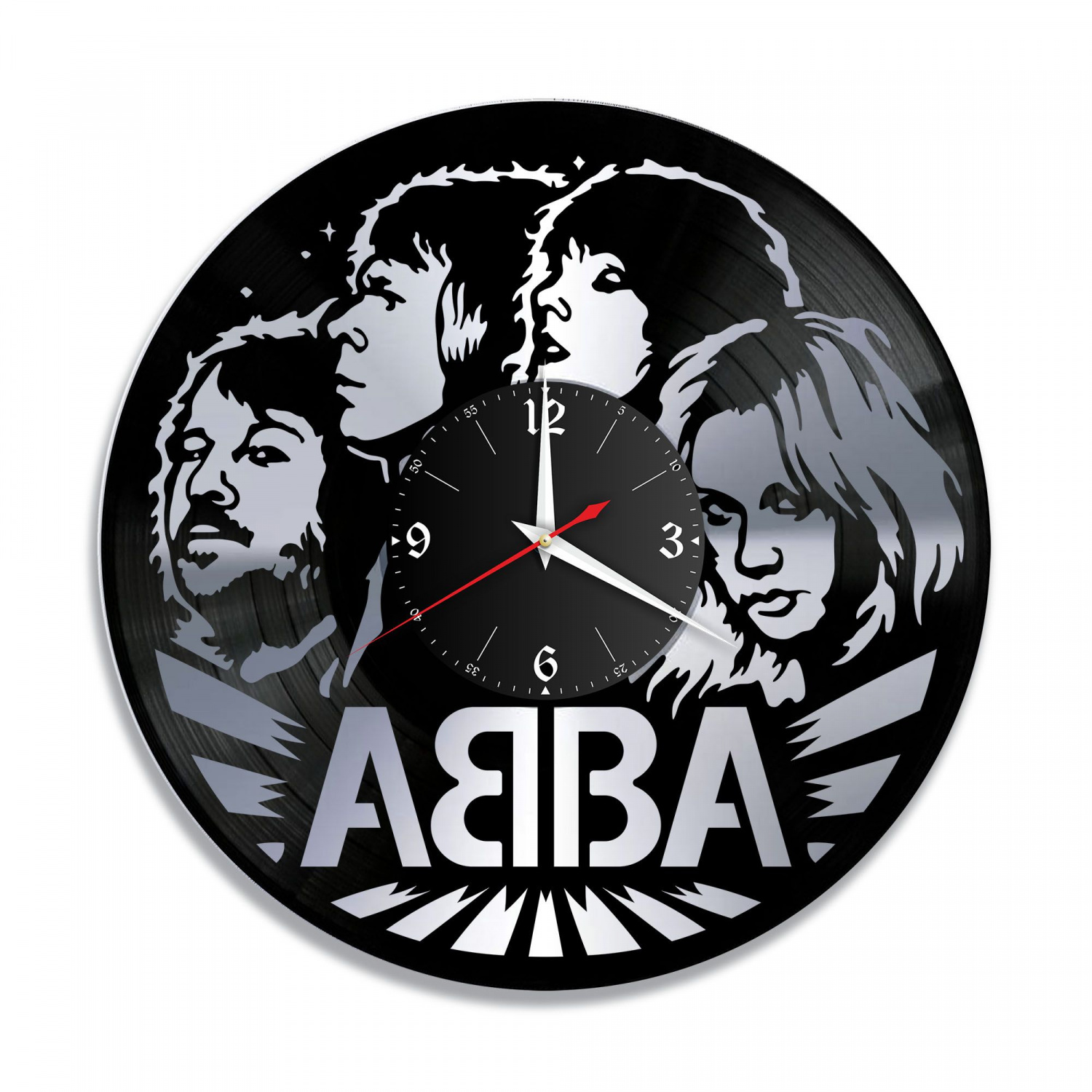 Часы настенные "группа ABBA, серебро" из винила, №1 VC-10218-2