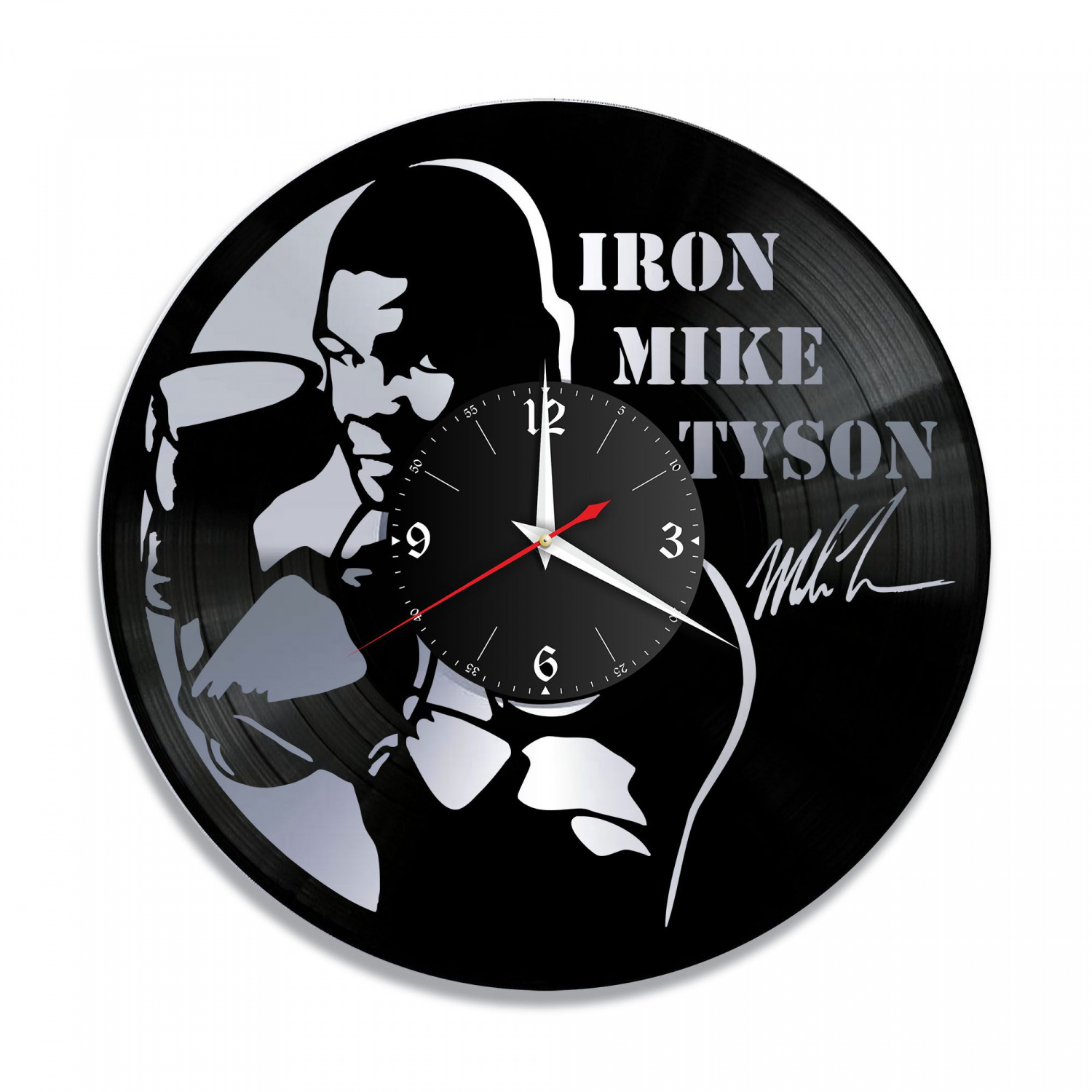 Часы настенные "Майк Тайсон, серебро" из винила, №1 VC-10554-2