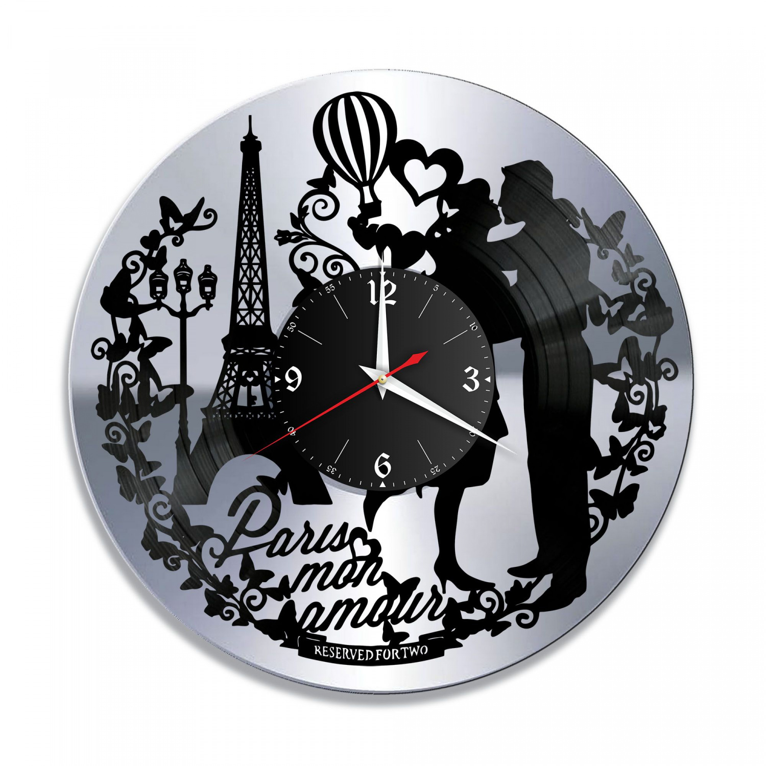Часы настенные "город Париж, серебро" из винила, №5 VC-10485-2