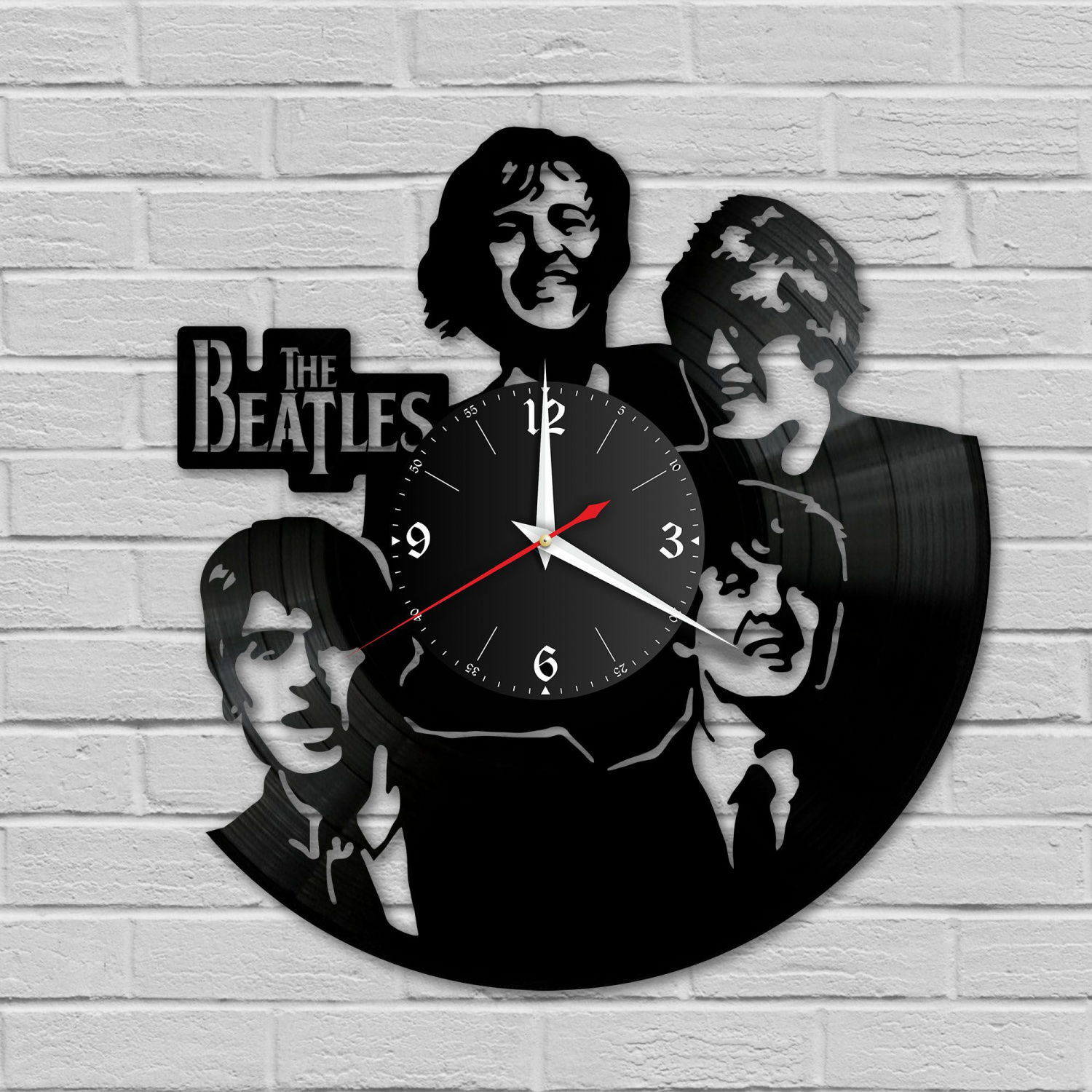Часы настенные "группа Битлз (The Beatles)" из винила, №3 VC-10181