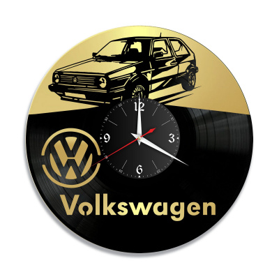 Часы настенные "Volkswagen, золото" из винила, №3