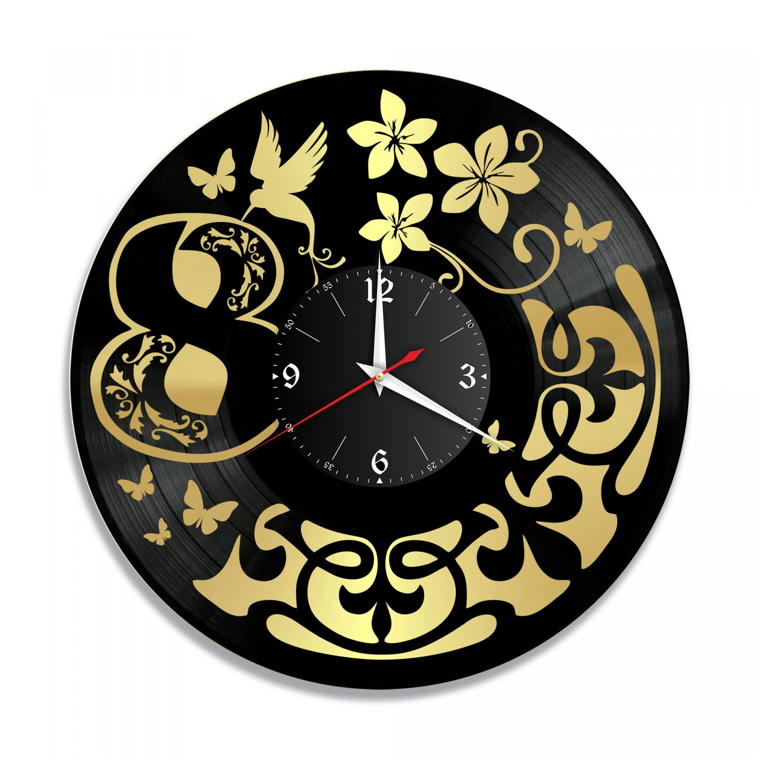 Часы настенные "8 марта, золото" из винила, №1 VC-10663-1