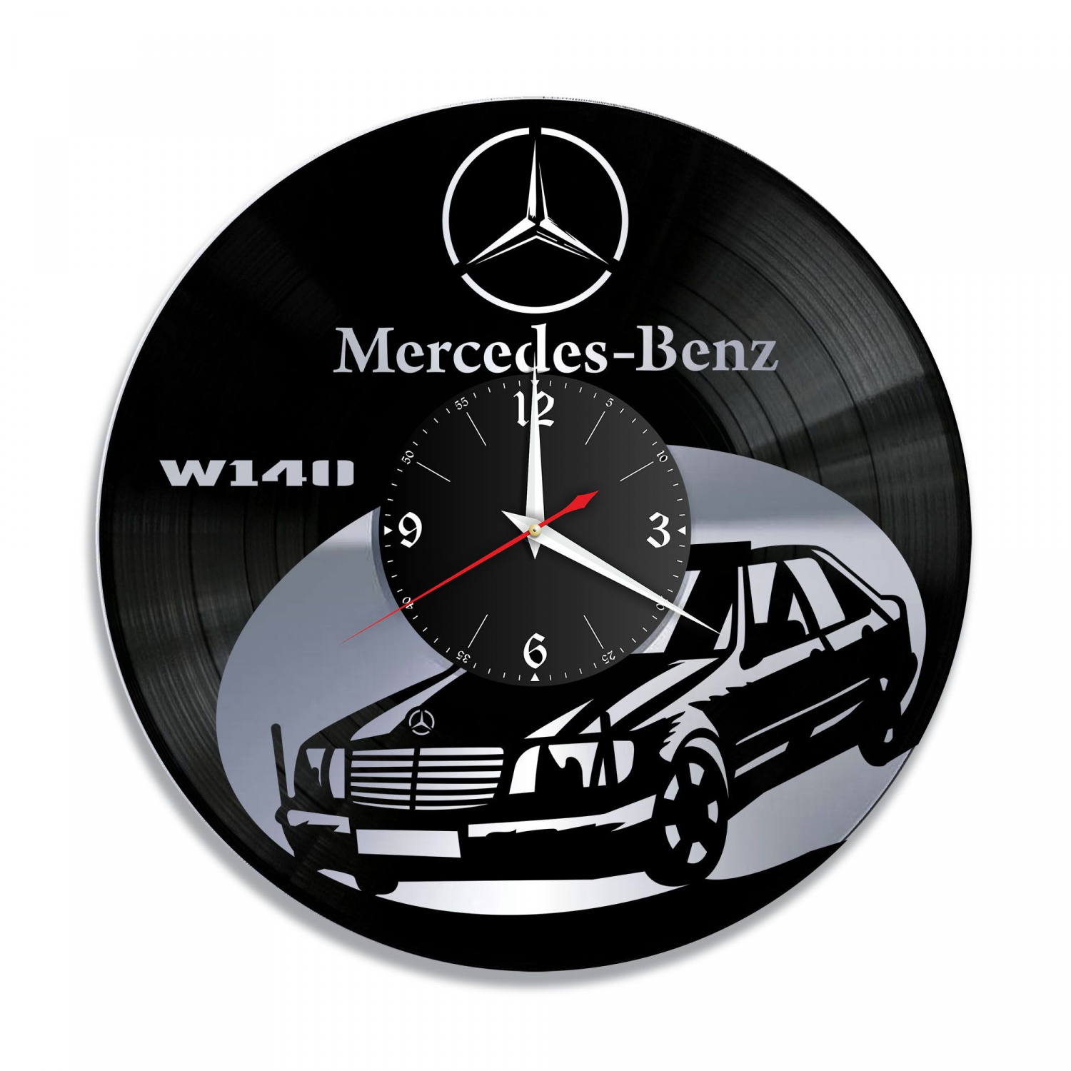 Часы настенные "Mercedes W140, серебро" из винила, №6 VC-10820-2