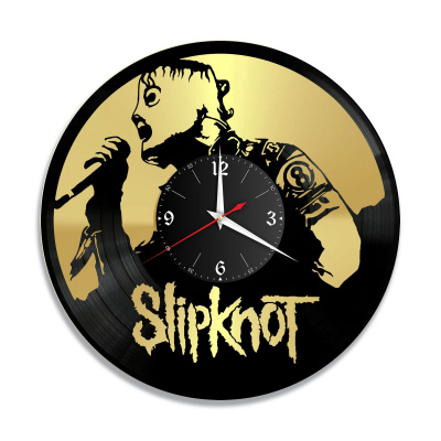 Часы настенные "группа Slipknot, золото" из винила, №3