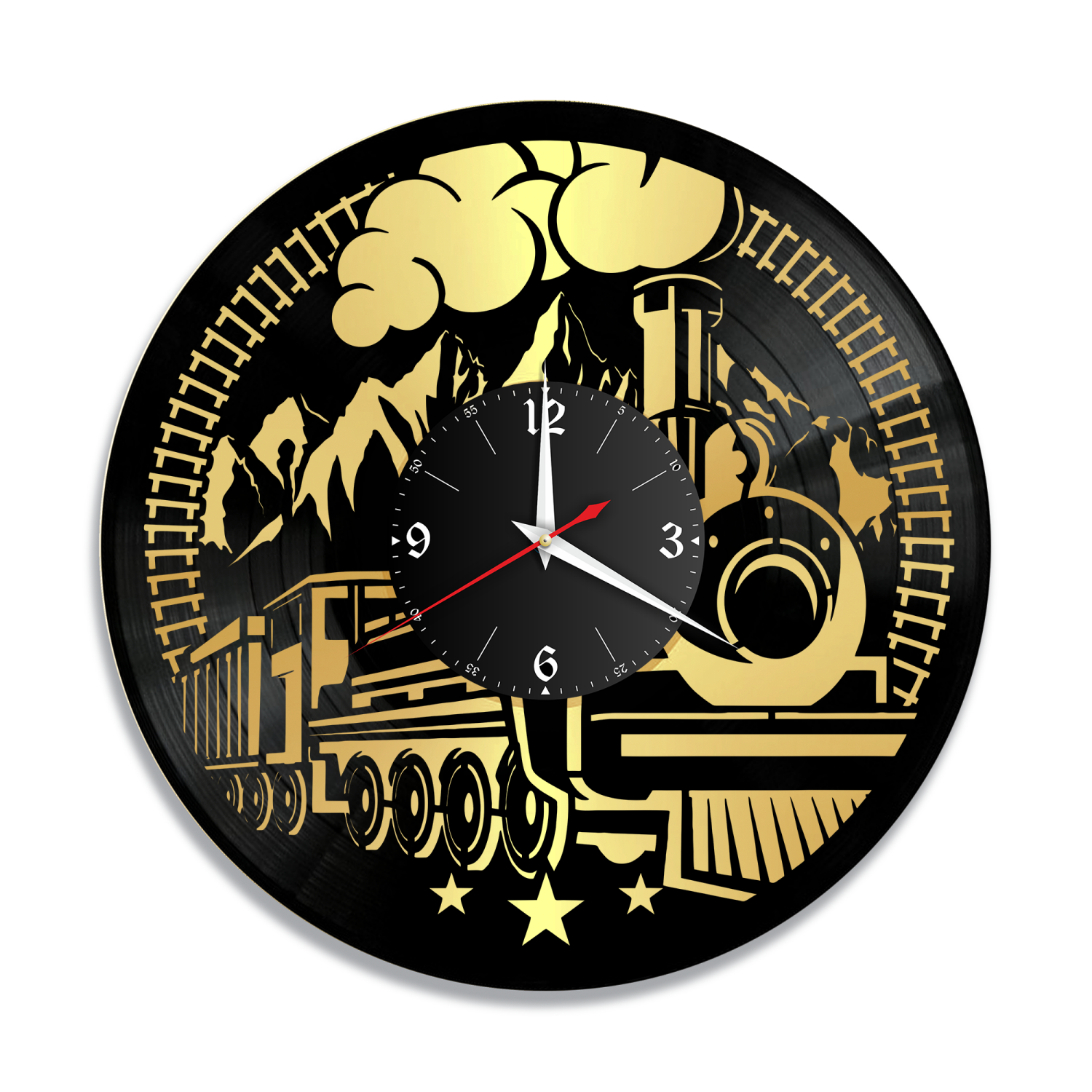 Часы настенные "Поезд, золото" из винила, №1 VC-12143-1