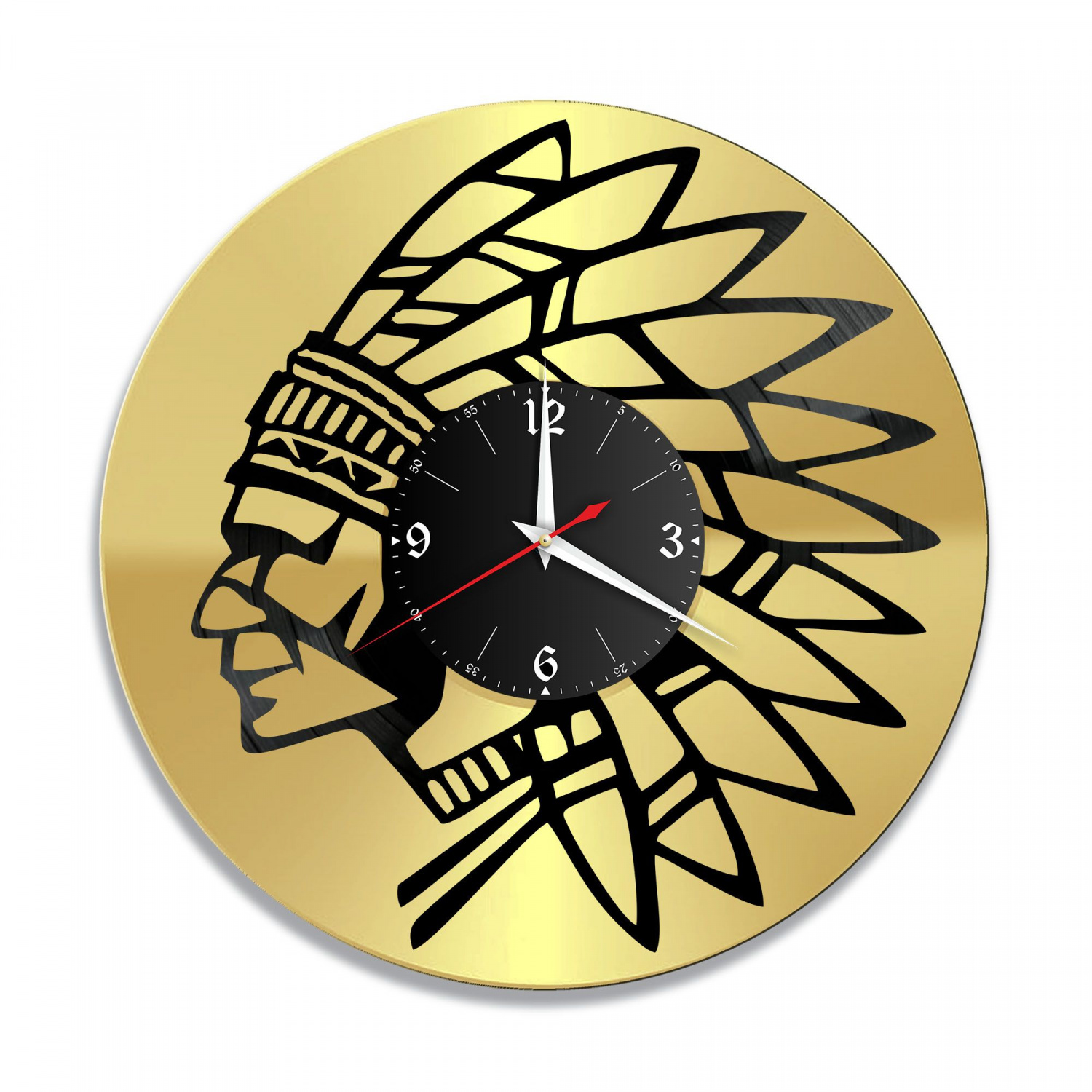 Часы настенные "Индеец, золото" из винила, №1 VC-10788-1