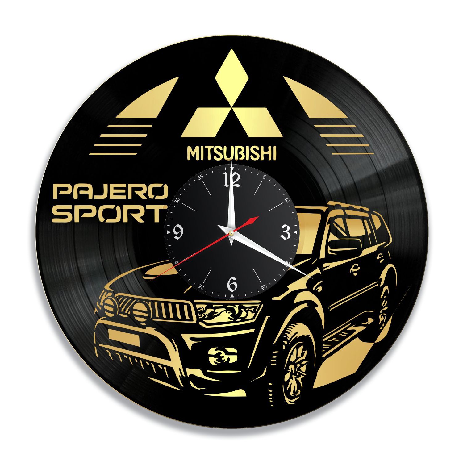 Часы настенные "Mitsubishi Pajero Sport, золото" из винила, №2 VC-12251-1