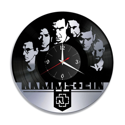 Часы настенные "группа Rammstein, серебро" из винила, №1