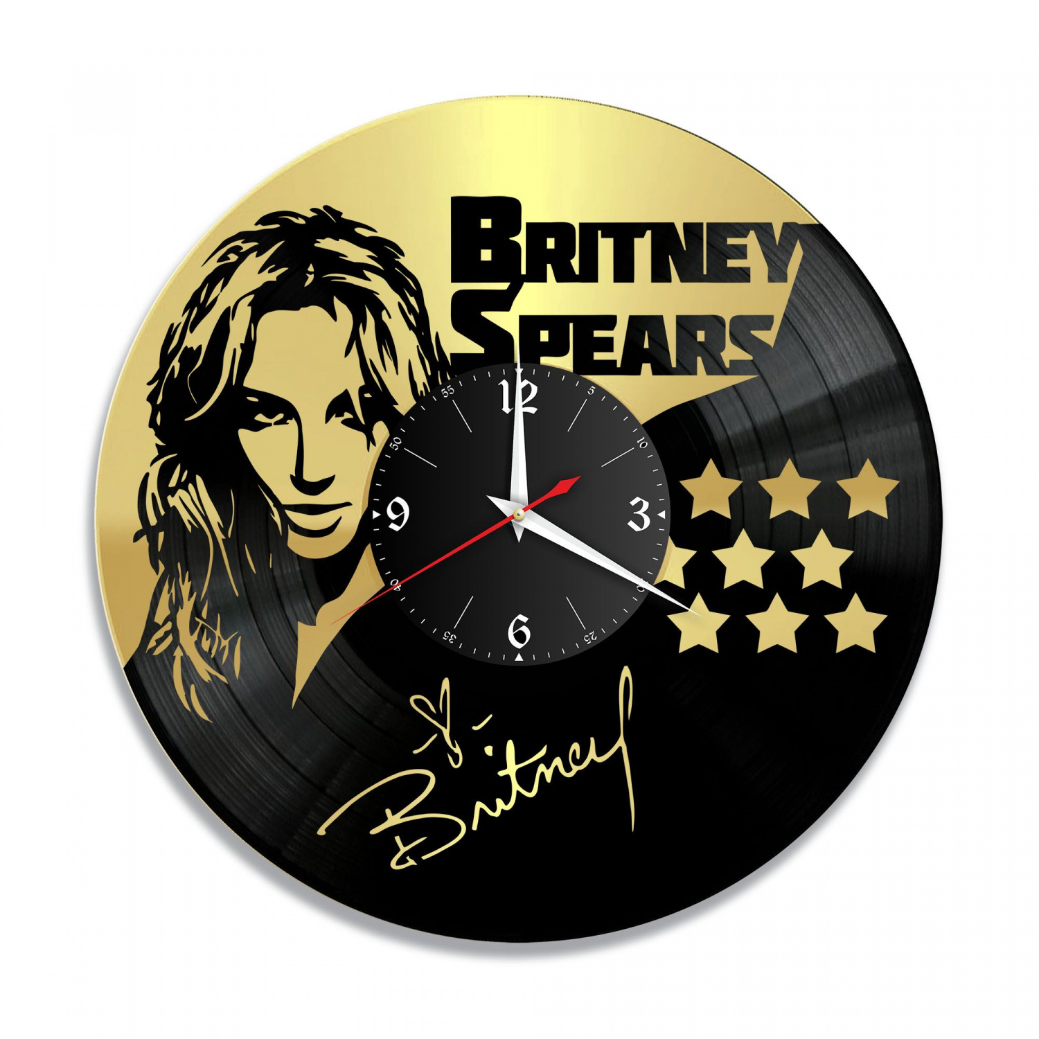 Часы настенные "Бритни Спирс (Britney Spears), золото" из винила, №1 VC-10923-1