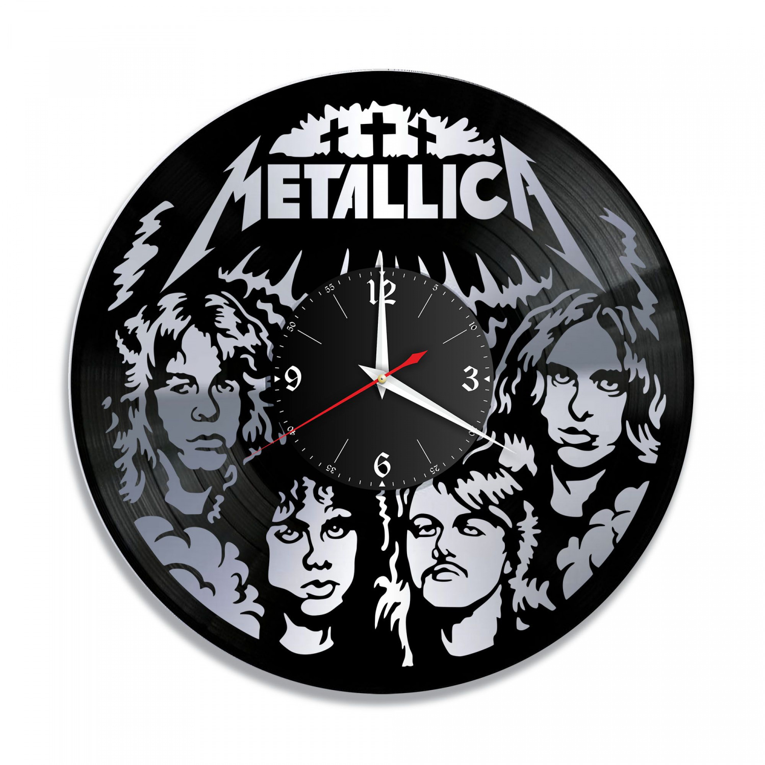 Часы настенные "группа Metallica, серебро" из винила, №4 VC-10120-2