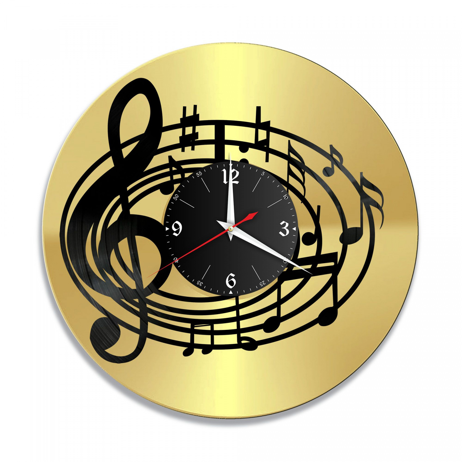 Часы настенные "Музыка (Скрипичный ключ), золото" из винила, №15 VC-10297-1