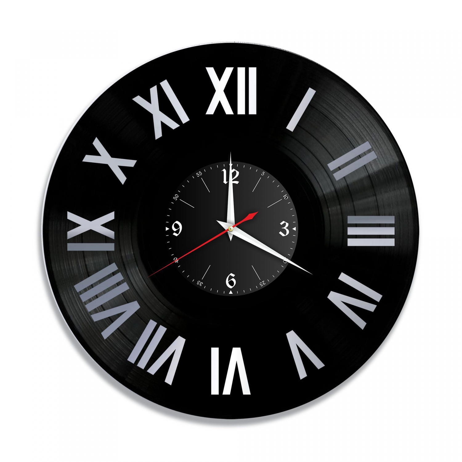 Часы настенные "Цифры, серебро" из винила, №16 VC-10957-2