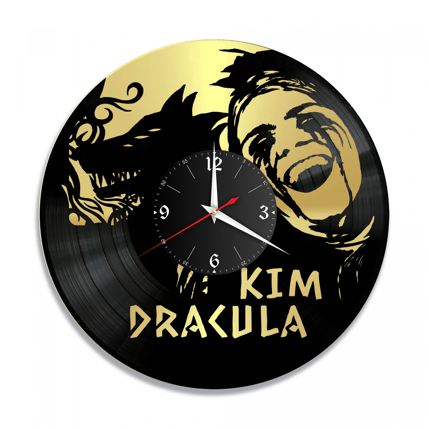 Часы настенные "Ким Дракула (Kim Dracula), золото" из винила, №1 VC-10870-1