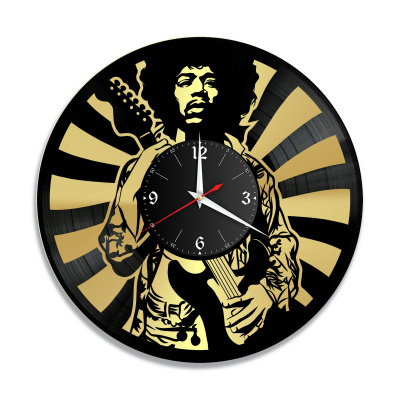 Часы настенные "Джими Хендрикс (Jimi Hendrix), золото" из винила, №1