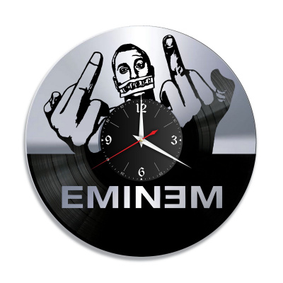 Часы настенные "Eminem, серебро" из винила, №1