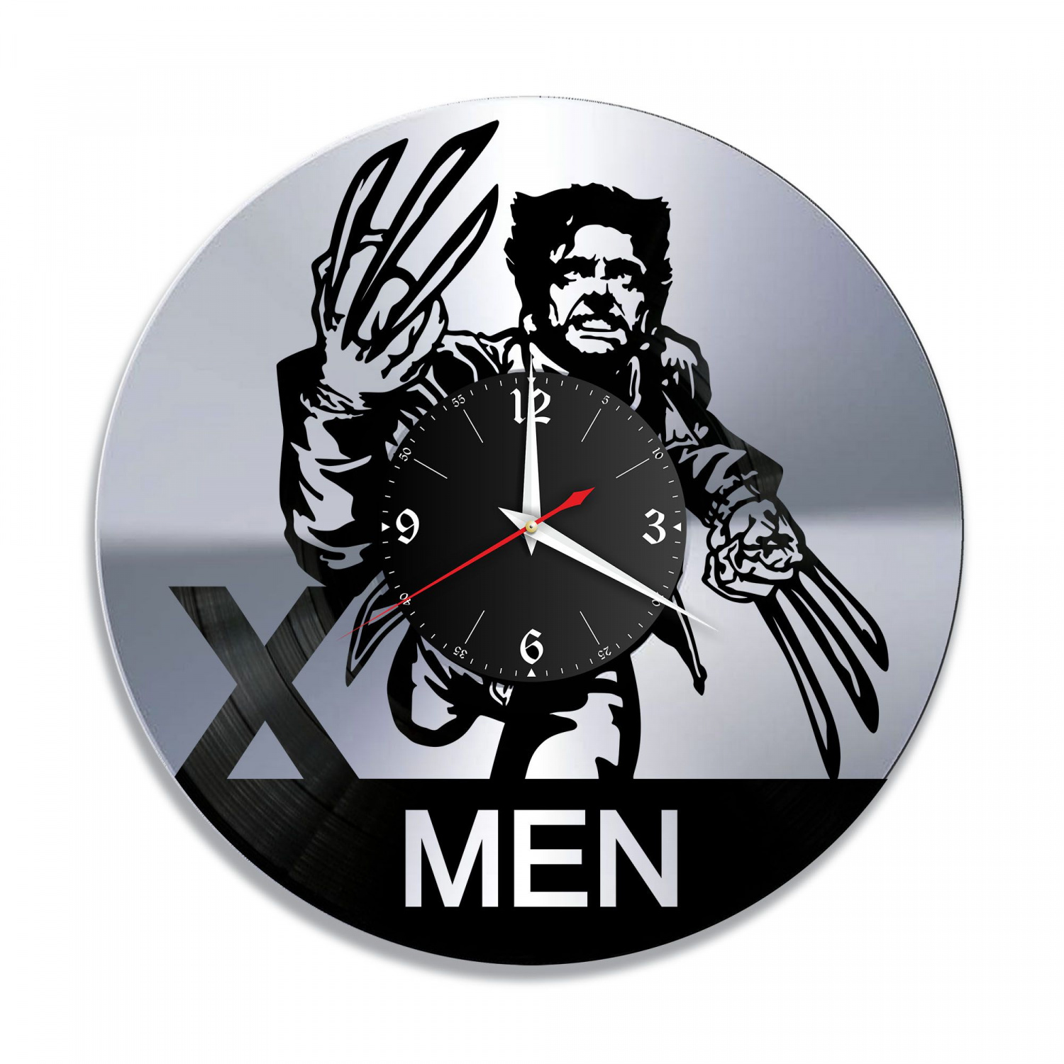 Часы настенные "Люди X (X Man), серебро" из винила, №1 VC-12040-2