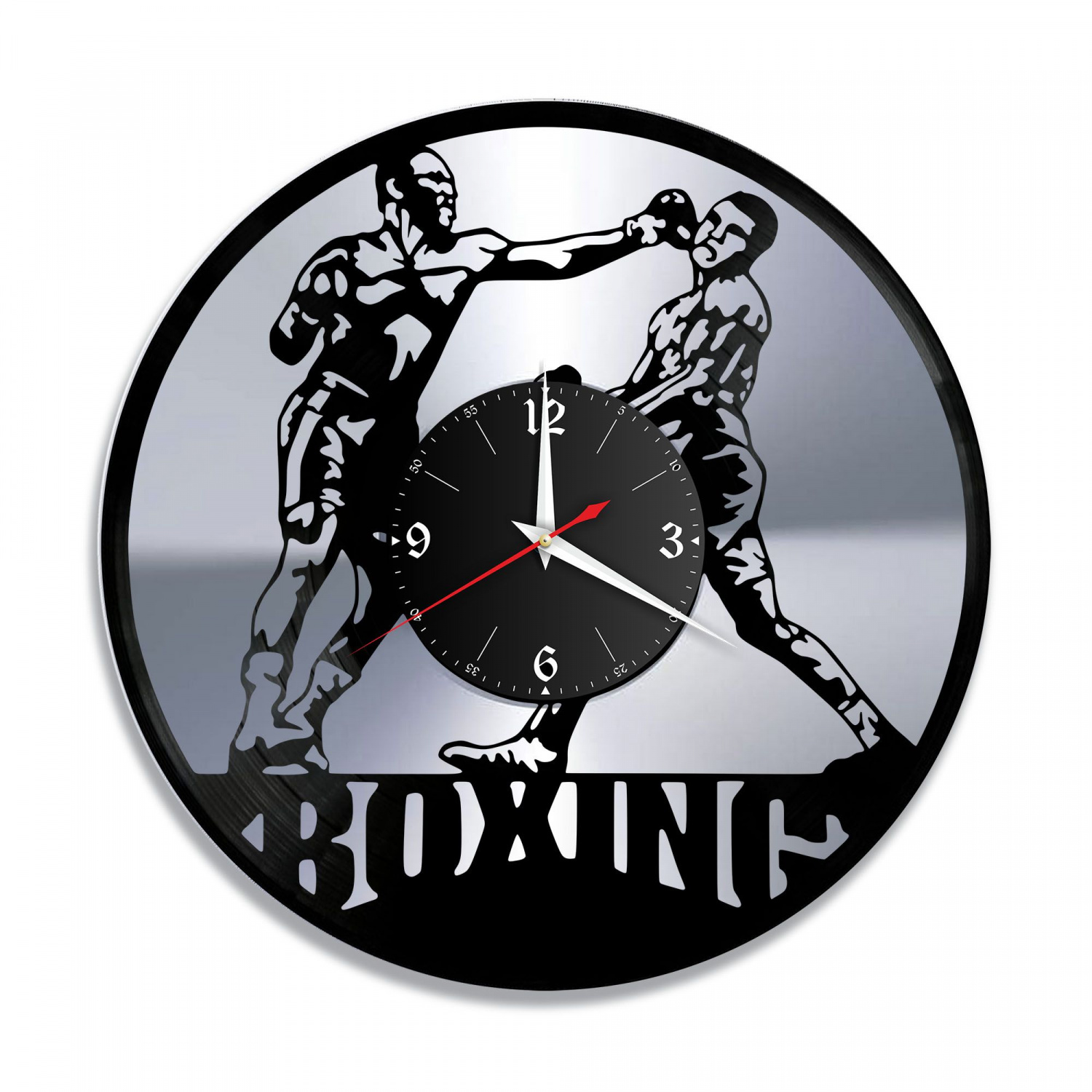 Часы настенные "Бокс, серебро" из винила, №1 VC-10518-2